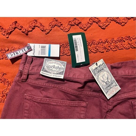 Flag & Anthem jeans Nashville Straight BNWT size 35 34 red - Picture 2 of 13